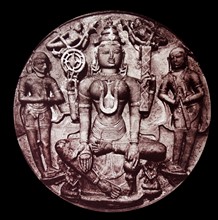 Goddess Sarasvati accompanied by the two architects of the Vimala Vasahi