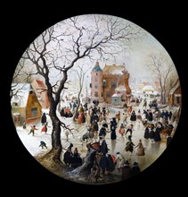 A Winter Scene with Skaters near a Castle' by Hendrick Avercamp