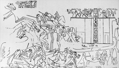 Ramesses II storming the Hittite fortress of Dapur