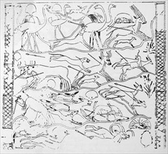 depiction of hunting from the tomb of Rekhmire