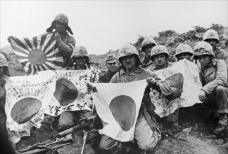 Marines exhibit Japanese flags