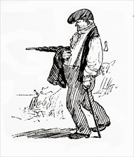 a local man with beret and umbrella c1882