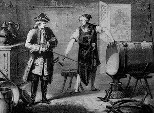 The Marquis de Jouffroy supervising the manufacture of the cylinder for his steam engine