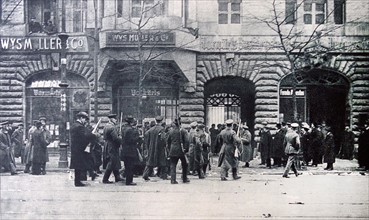 5th January 1919. Spartakist rebels seize a building in Berlin.