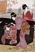 Cherry-viewing at Gotenyama by Utamaro Kitagawa
