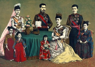 Group portrait of Meiji, Emperor of Japan and the imperial family