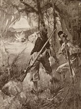 Illustration from a nineteenth century edition of 'Robinson Crusoe' a novel by Daniel Defoe.
