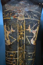 Detail from a painted wooden coffin of an unknown man