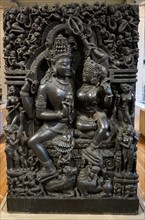 Detail of a bronze statue depicting Shiva and Parvati