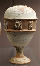 Oval pottery vessel