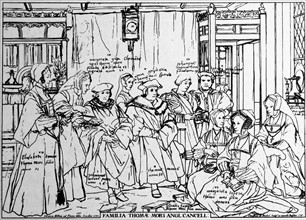 Engraving depicting the noble family of Sir Thomas More