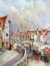 a view of Amiens and the Cathedral by Louis Burleigh Bruhl