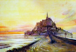 Painting of the Mont Saint Michel Abbey by Margaret Dovaston