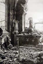 Photographic print depicting the Verdun Cathedral after Bombardment