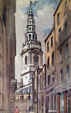 Coloured sketch of St Bride's Church