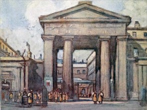 Colour sketch of the original main entrance of Euston Station
