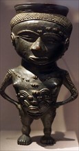 Carved wooden cup in female form from Central Africa