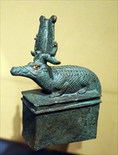 Bronze statuette of Sobek as a Crocodile