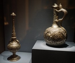 Rose water sprinkler and claret jug from Western India