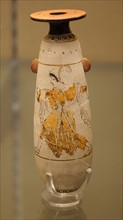 White-ground alabastron, oil flask, ancient Greece