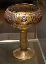 Enamelled glass with stem cup from Egypt