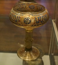 Enamelled glass with stem cup from Egypt