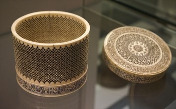 Ivory box and lid from two separate objects