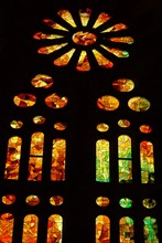 Stained glass window at the Basílica i Temple Expiatori de la Sagrada Família