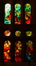 Stained glass window at the Basílica i Temple Expiatori de la Sagrada Família