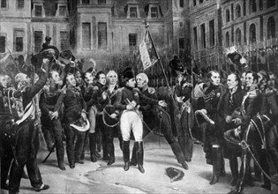 Print depicting Napoléon Bonaparte's farewell to his Generals at the Palace of Fontainebleau