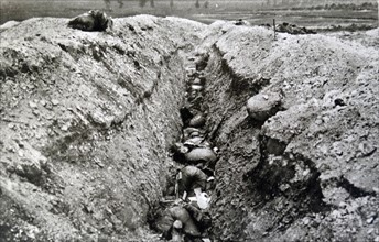 Photograph of a German trench used during The Great War