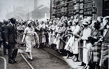 Lady Elizabeth meeting with steelworkers of Messers