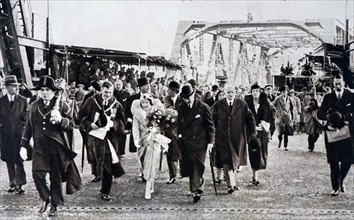 Prince Albert and Lady Elizabeth opening the Tees Newport Bridge