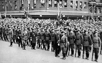 Prince Albert inspecting soldiers on Anzac Day in Melbourne