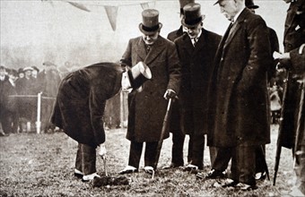 Prince Albert breaking ground for the British Empire Exhibition at Wembley