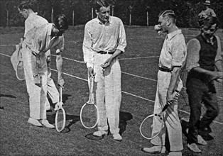 Prince Albert discussing the tennis game against Oxford University