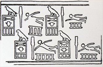 Hieroglyphs depicting elderly swimmers
