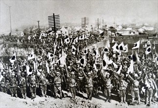 The Japanese troops in Nanking after the city's conquest