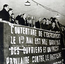 Léon Blum speaking at the opening of an exhibition in Paris