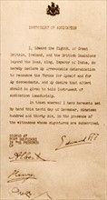 Copy of the document that confirms the abdication of King Edward VIII