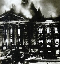 the Reichstag Building on Fire