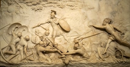 Marble relief depicting Julius Caesar invading Britain by John Deare