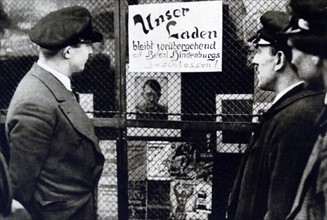 Shop in Berlin selling Nazi memorabilia is closed by order of President Paul Von Hindenburg 1932