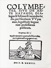 Title page of the very first book on swimming