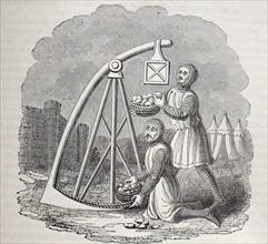 Engraving of a Trebuchet