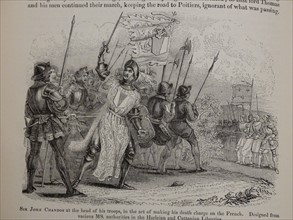 Engraving depicting Sir John Chandos making his death charge on the French