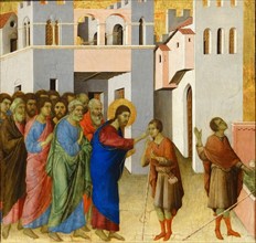 Jesus opens the Eyes of a Man Born Blind' by Duccio di Buoninsegna