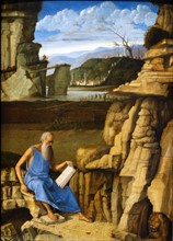 Saint Jerome reading in a Landscape' by Giovanni Bellini