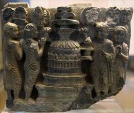 Stone carving of a stupa from Pakistan