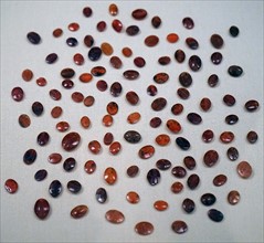 Engraved carnelian gems awaiting to be set into rings